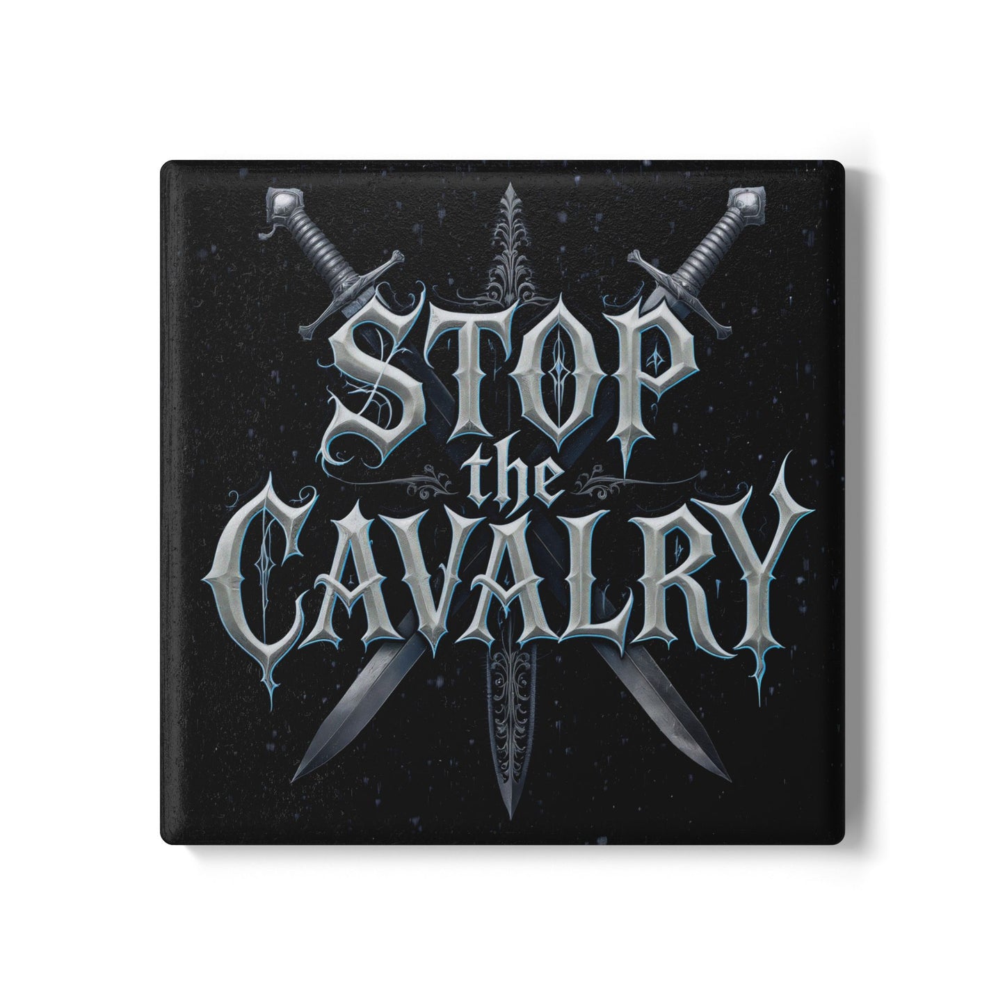Stop The Cavalry Ceramic Coaster (Dark Mode)