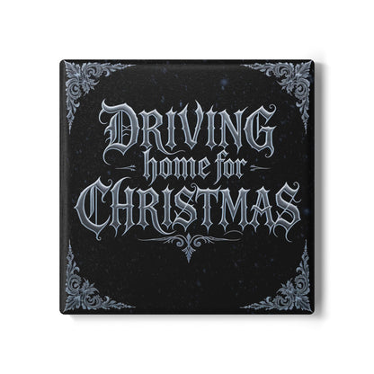 Driving Home For Christmas Ceramic Coaster (Dark Mode)