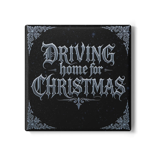 Driving Home For Christmas Ceramic Coaster (Dark Mode)