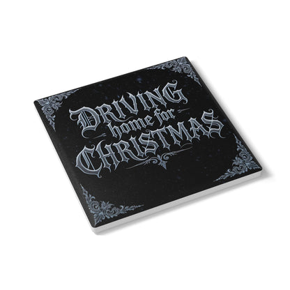 Driving Home For Christmas Ceramic Coaster (Dark Mode)