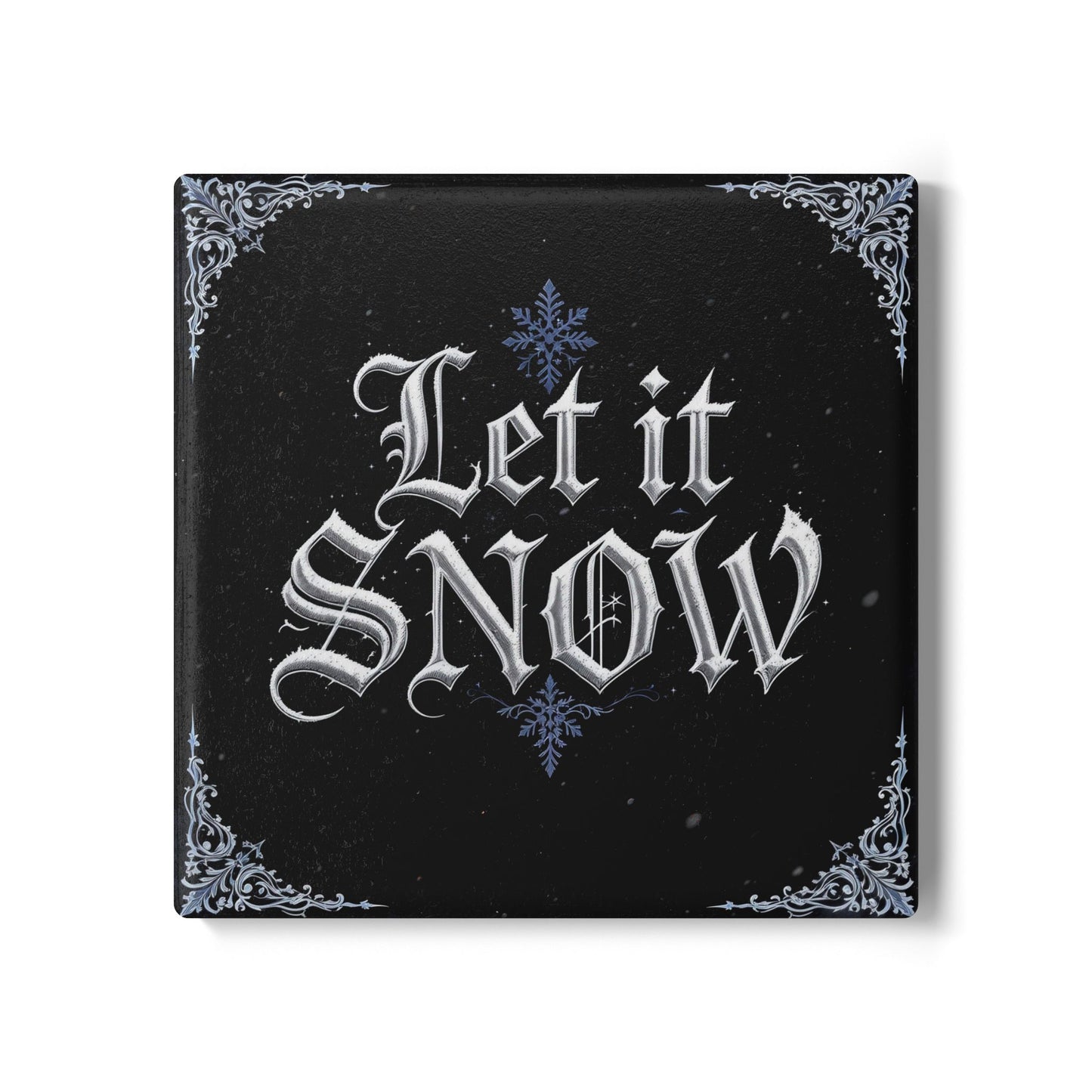 Let It Snow Ceramic Coaster (Dark Mode)