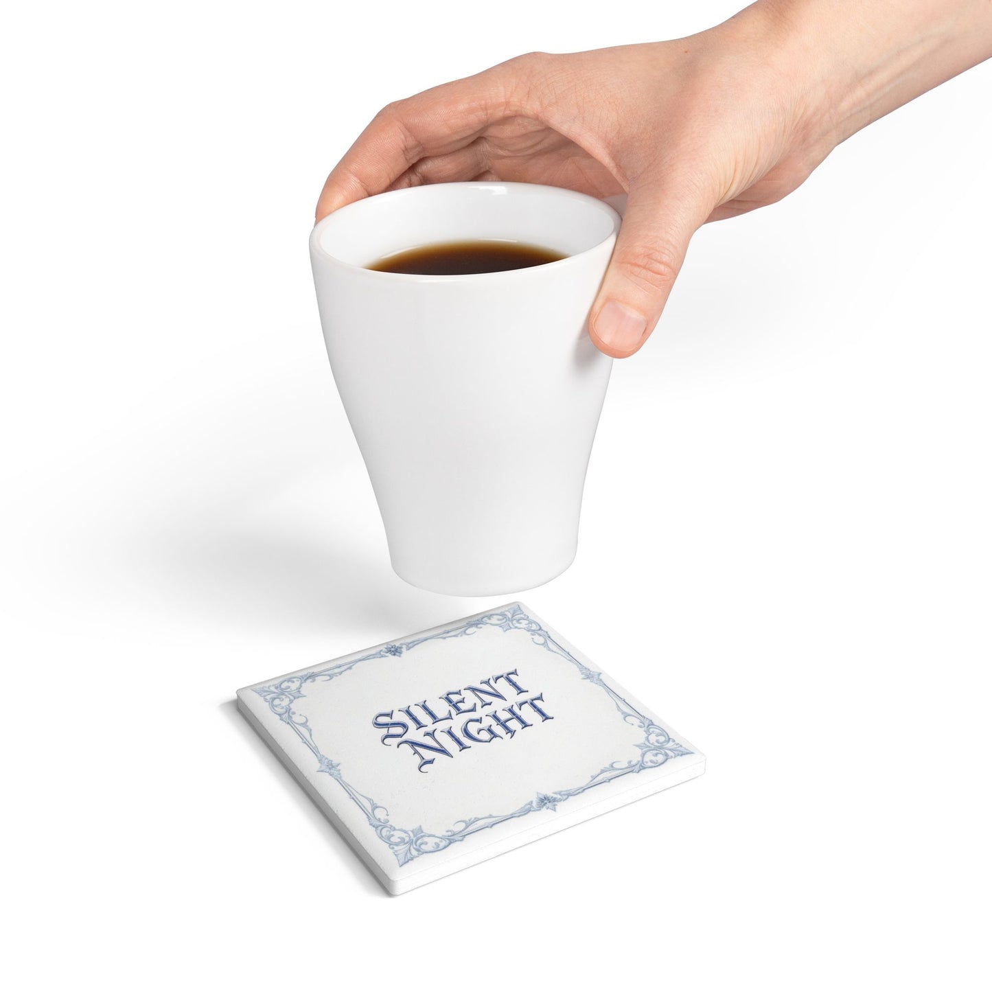 Silent Night Ceramic Coaster (Light Mode)