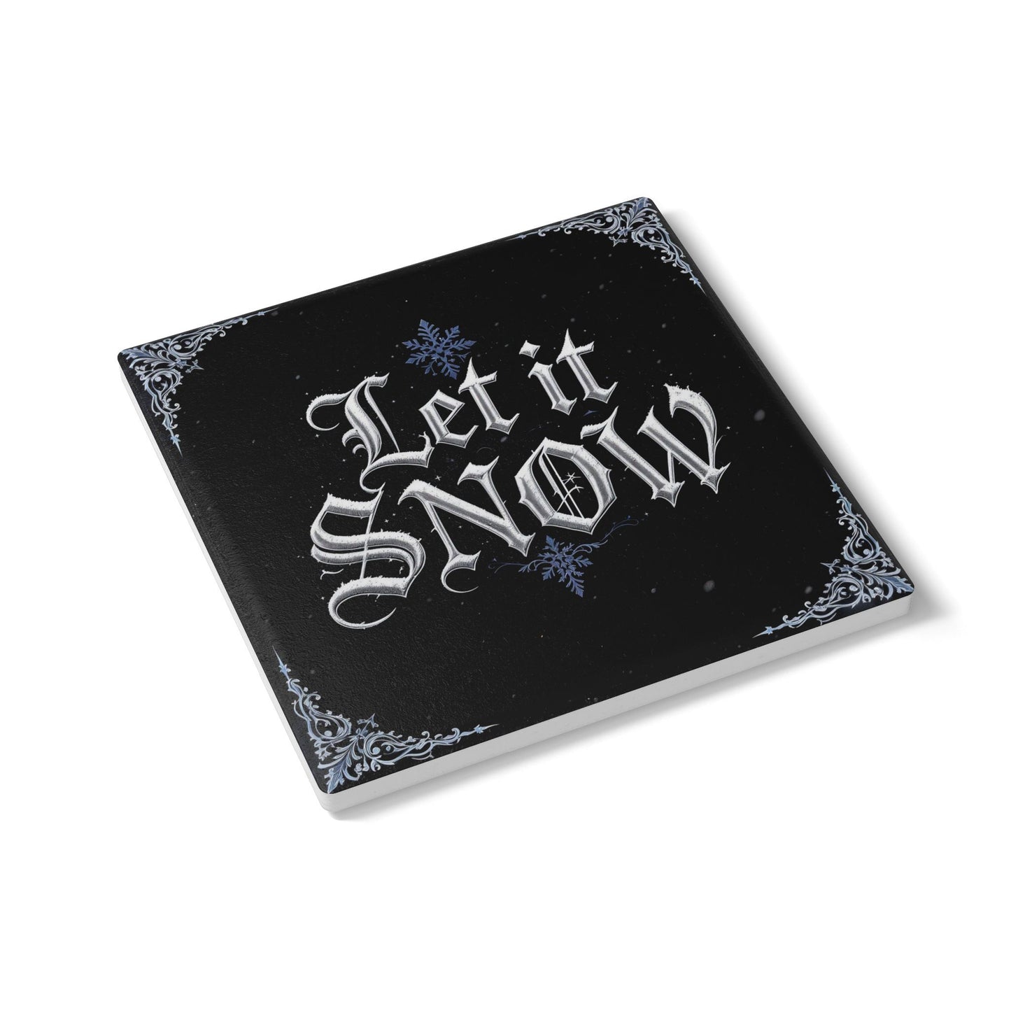 Let It Snow Ceramic Coaster (Dark Mode)