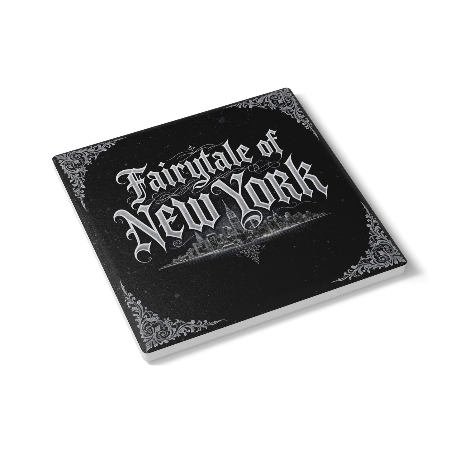 Fairytale Of New York Ceramic Coaster (Dark Mode)