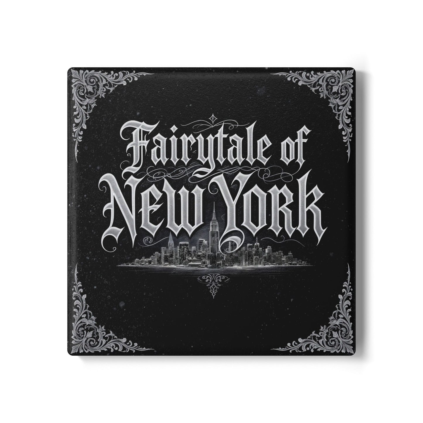Fairytale Of New York Ceramic Coaster (Dark Mode)
