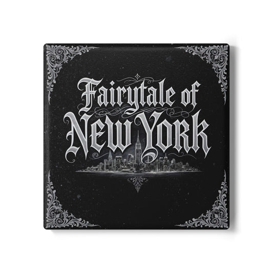 Fairytale Of New York Ceramic Coaster (Dark Mode)